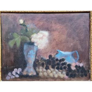 Fleurs Et Raisins Par Yvonne Appennini 1928-1988