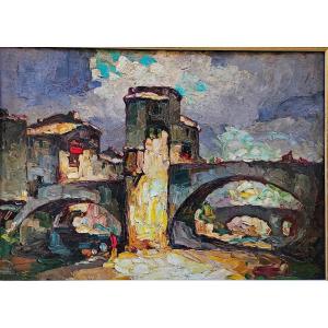 Walk Under The Sospel Bridge By Louis Pastour 1876-1948