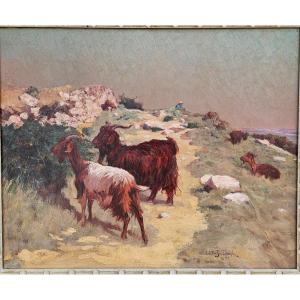 Les Chèvres Du Rove Par Walter Biddlecombe 1855-1903