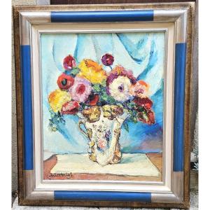Bouquet Of Zinnias By Gabriel Belot 1882-1962