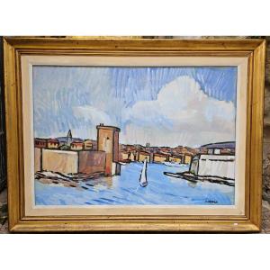 Le Port De Marseille Vers 1950 Par Henri Reboa XXème