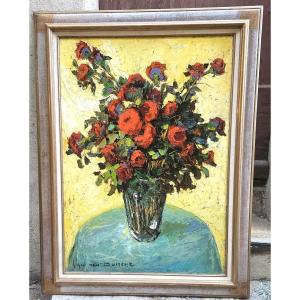  Bouquet De Roses Rouges Par Fernand Van Den Bussche 1892-1975
