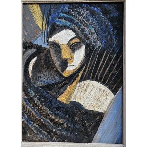 Portrait cubiste par Gabriel LAURIN D'AIX 1901-1973