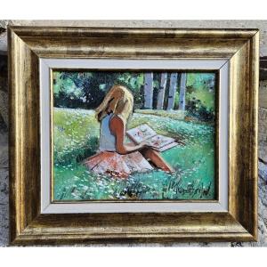 Jeune fille  à la lecture par Robert VERNET-BONFORT 1934-2017