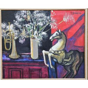 Cheval et fleurs par Georges BRIATA