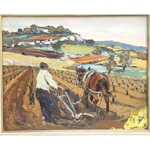 Farmer Plowing, By Christian Jequel
