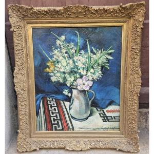 Bouquet In A White Pitcher By Gabriel Belot (1882–1962)