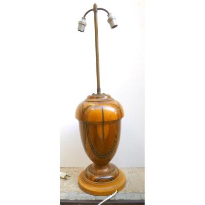 Pied De Lampe En Bois tourné époque 1930