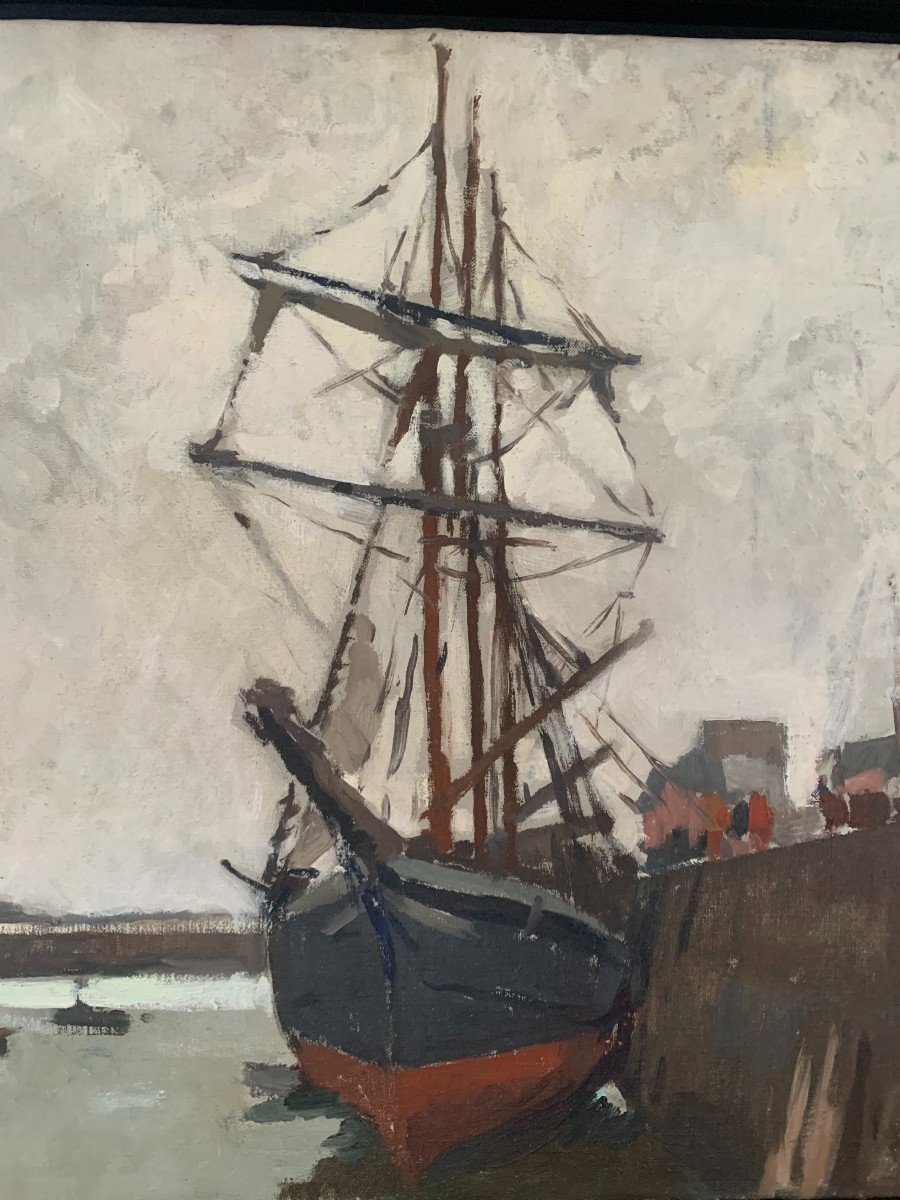Trois-mâts à Quai Dans Le Bassin De Concarneau, Bretagne Par Lucien-victor Delpy -photo-4