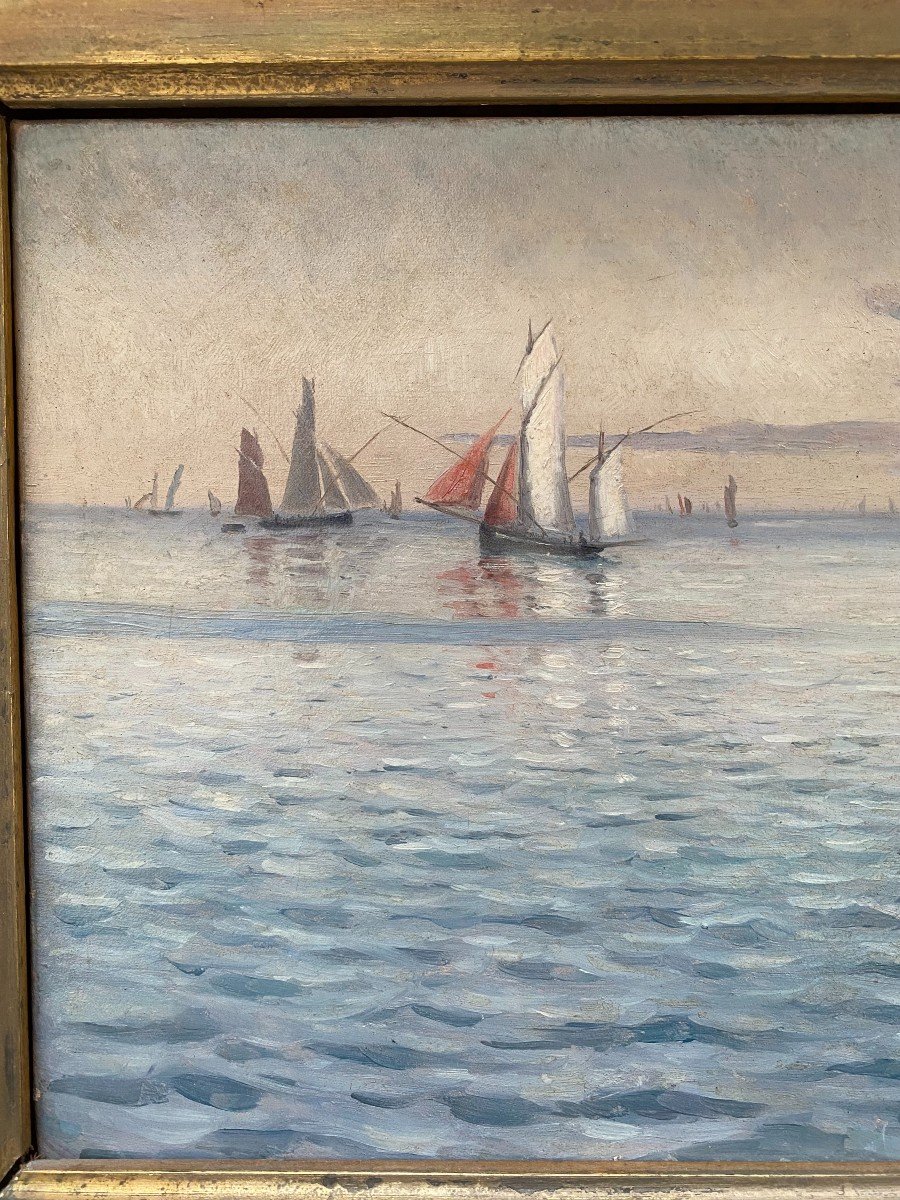 Barques Sous Voile à Concarneau, Bretagne Par Alfred Guillou (1844 - 1926)-photo-2
