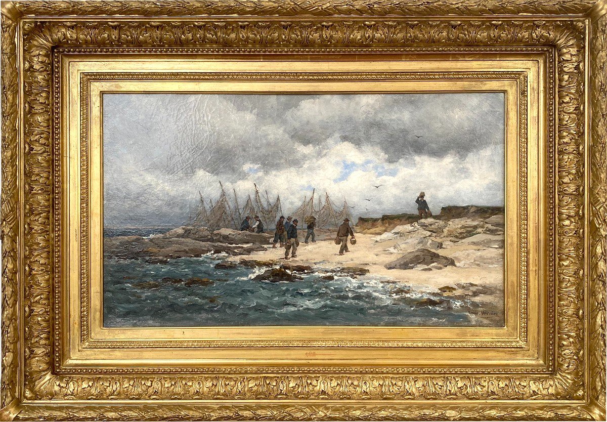 Retour de pêche par Emile Vernier (1829 - 1887)