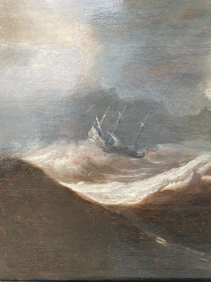 Ships Caught In The Storm, Dutch School Early 17th Century-photo-4