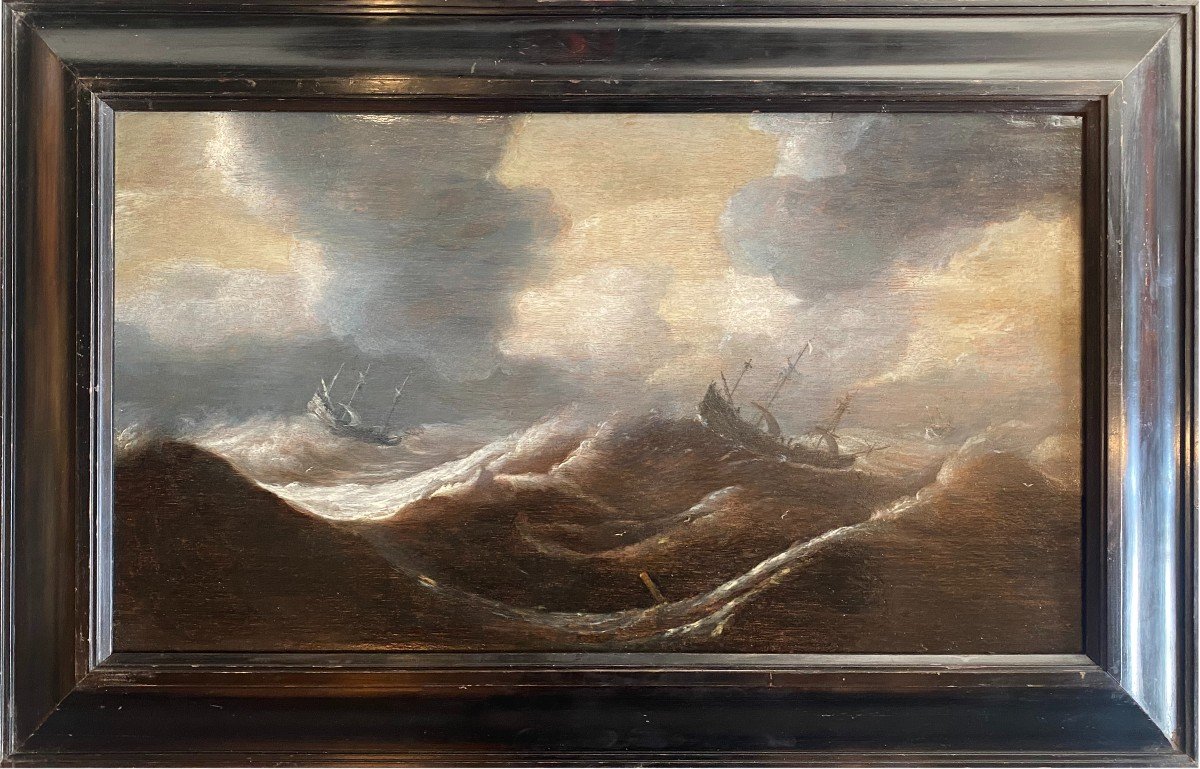 Ships Caught In The Storm, Dutch School Early 17th Century