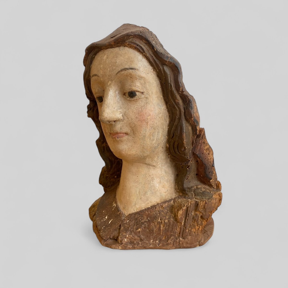 Tête ancienne sculptée - XVIIe siècle-photo-2