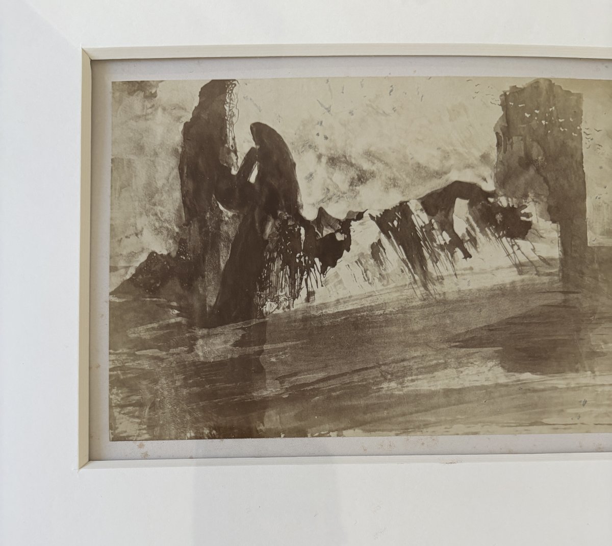Charles Michelez – Old Photograph Of A Drawing By Victor Hugo, *les Travailleurs De La Mer*-photo-3