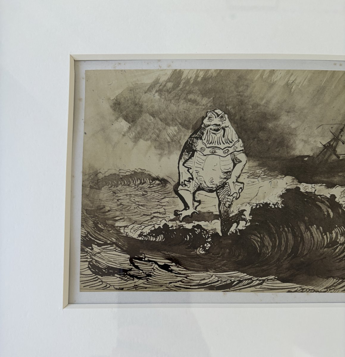 Charles Michelez – Old Photograph Of A Drawing By Victor Hugo, *the Workers Of The Sea*-photo-3