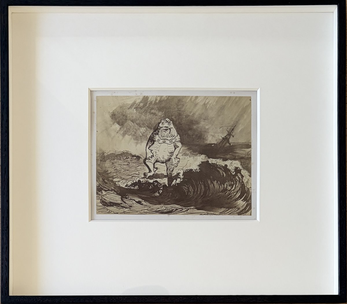 Charles Michelez – Old Photograph Of A Drawing By Victor Hugo, *the Workers Of The Sea*