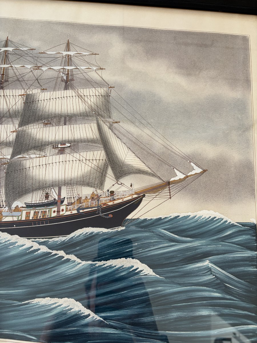 Gilbert Pajot – Trois-mâts dans la tempête-photo-1