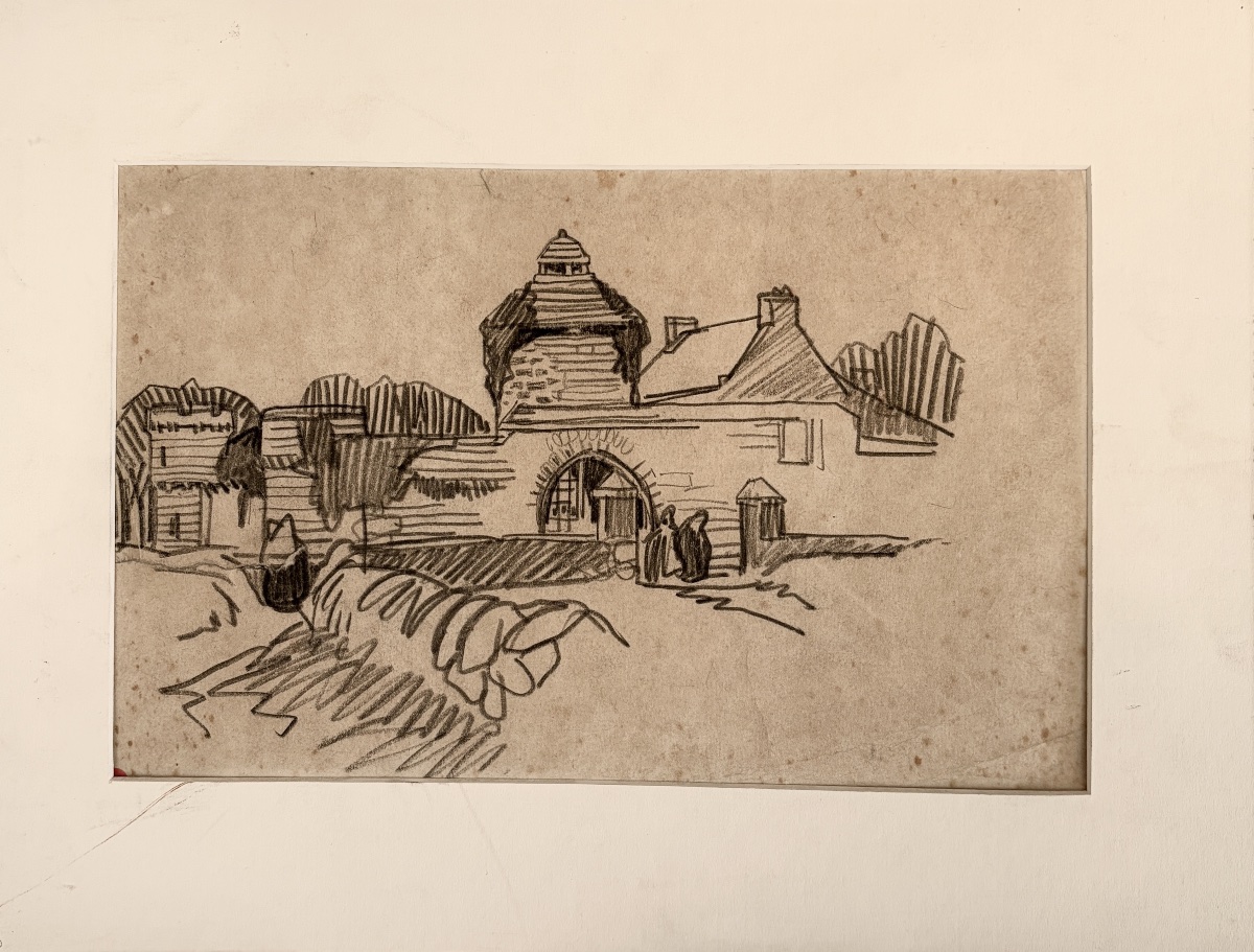 Figure In Front Of An Old Porch By Mathurin Méheut 