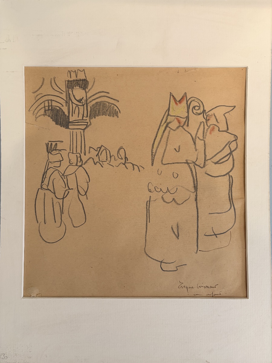 A Bishop Blessing A Child By Mathurin Méheut 