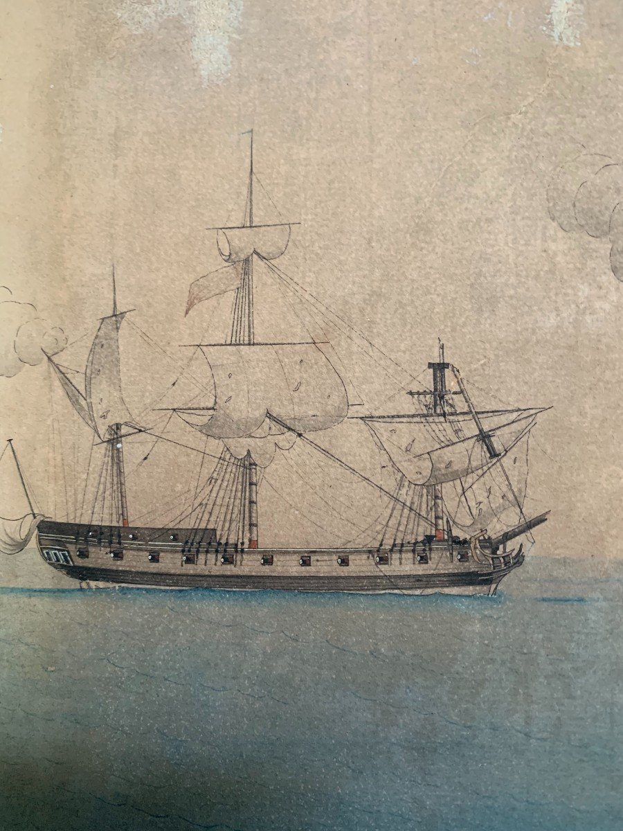 Étude Des Déplacements Lors D’une Bataille Navale, Cercle De Thomas Whitcombe (1763 – 1824)-photo-3
