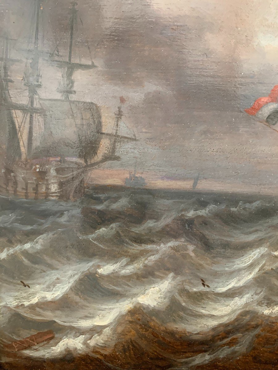 Marine hollandaise du XVIIème, monogrammé AVV-photo-2