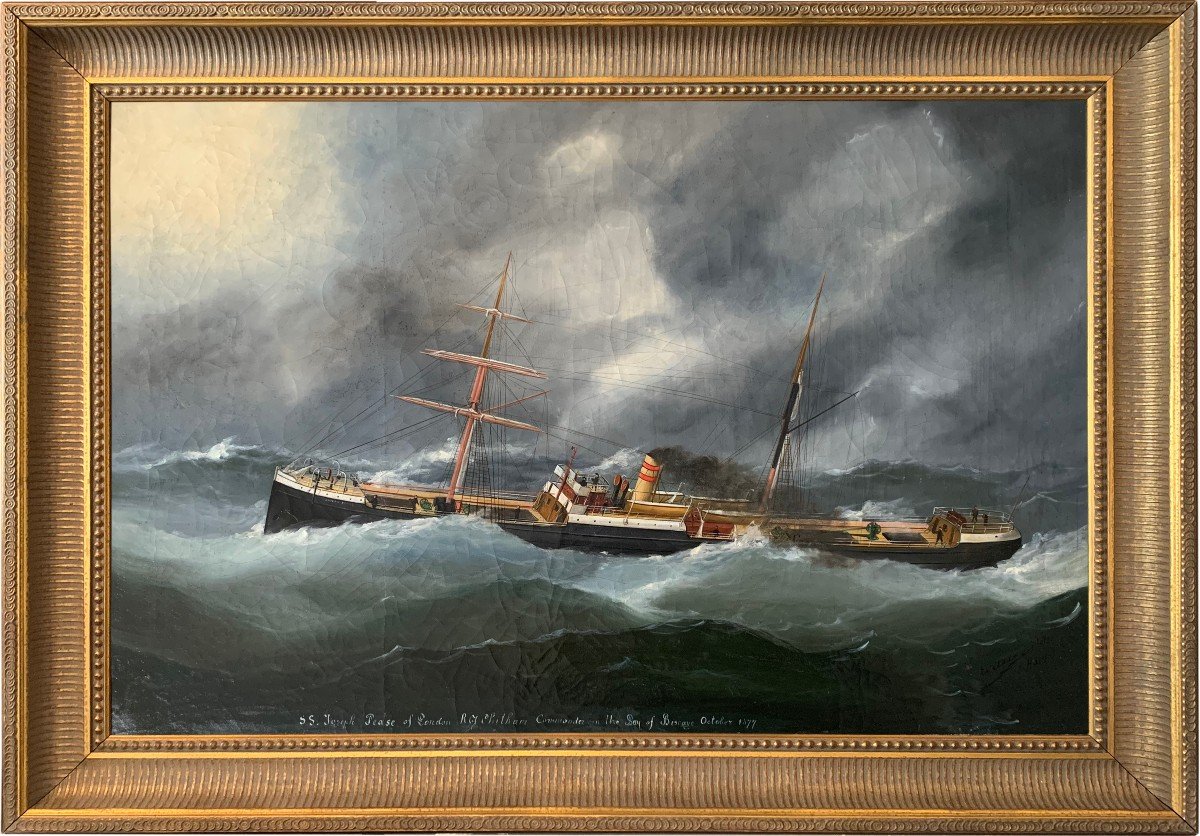 Portrait Of A Mixed Cargo Ship In The Storm By Marie-edouard Adam (1847-1929)