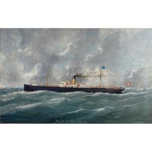 Portrait Of A Mixed Cargo Ship By édouard Adam (son)