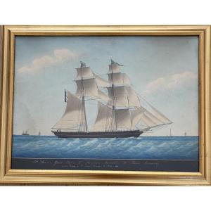 Portrait Of A French Brig By Antoine Roux (sr.)