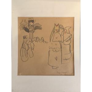 Évêque bénissant un enfant par Mathurin Méheut 