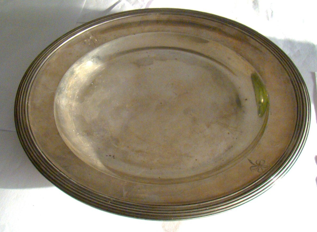 Plat En Argent Massif,  époque Empire, Poinçon Au Coq 1er Titre-photo-2