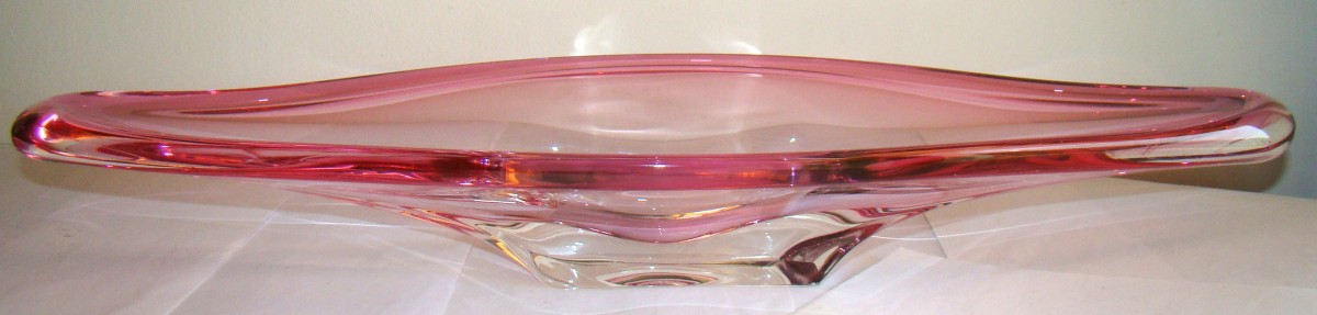 Large And Seductive Crystal Cup "val Saint Lambert" Length 55 Cm-photo-2