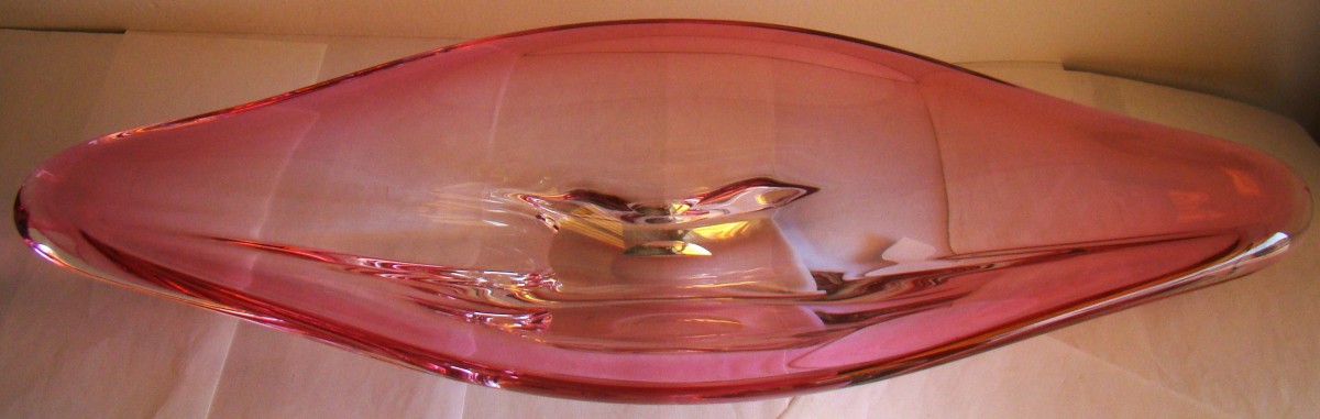 Large And Seductive Crystal Cup "val Saint Lambert" Length 55 Cm-photo-3
