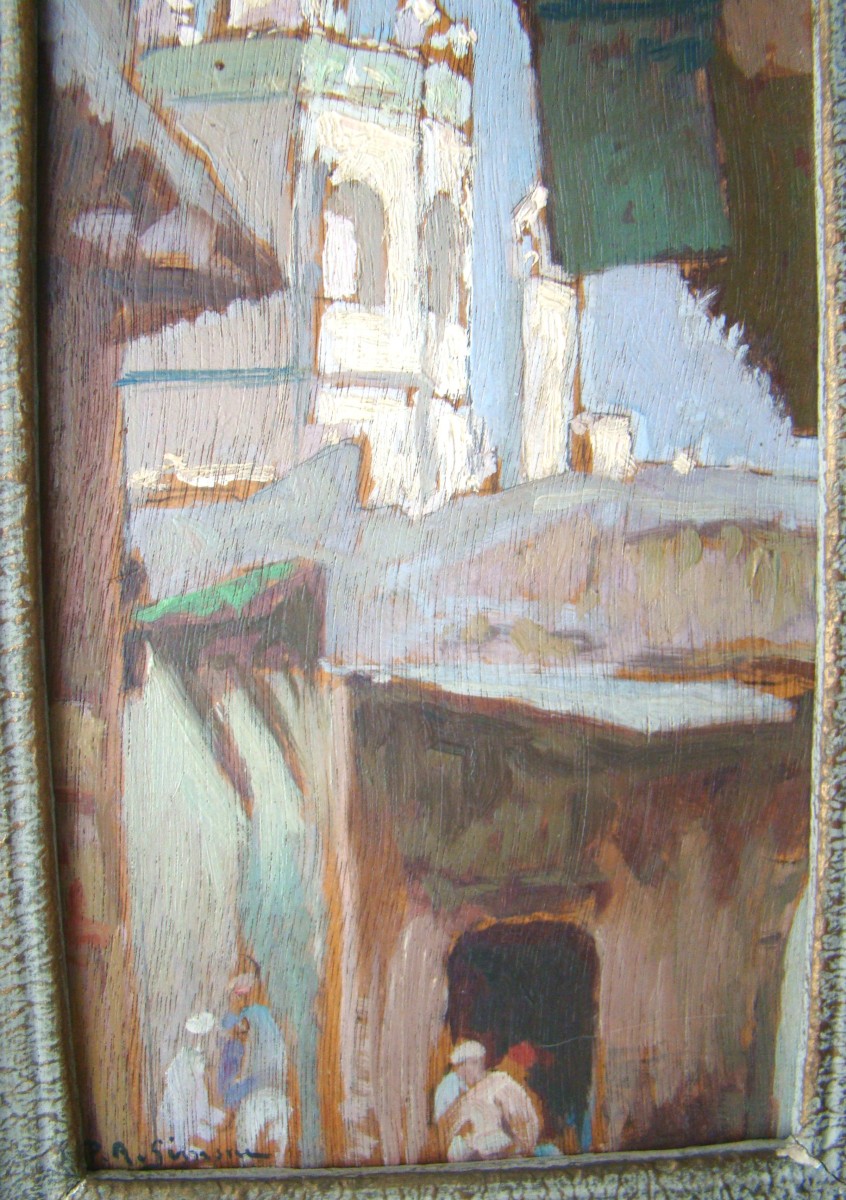 Signée P.a. Simoni Huile Sur Panneau, Rue Kléber , Kasbah Dalger-photo-3