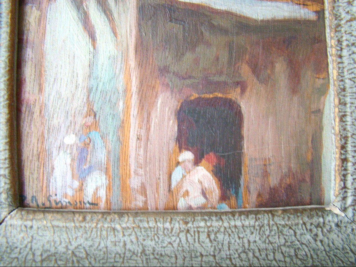 Signée P.a. Simoni Huile Sur Panneau, Rue Kléber , Kasbah Dalger-photo-1