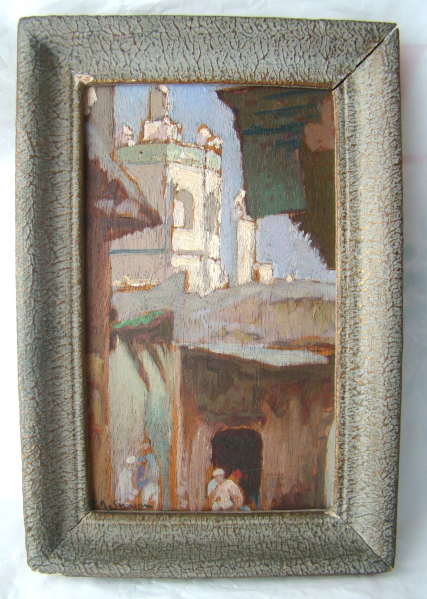 Signée P.a. Simoni Huile Sur Panneau, Rue Kléber , Kasbah Dalger