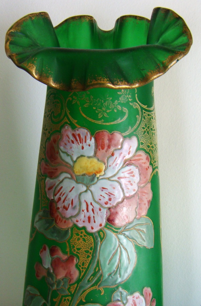 Superb Pair Of Art Nouveau Vases, Decorated In The Montjoie And Legras Style-photo-2