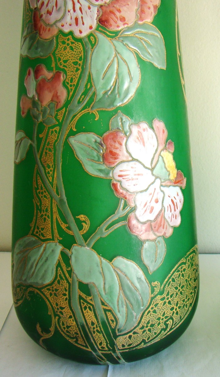Superb Pair Of Art Nouveau Vases, Decorated In The Montjoie And Legras Style-photo-3