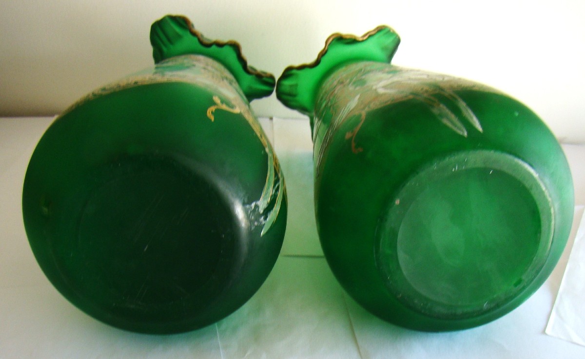 Superb Pair Of Art Nouveau Vases, Decorated In The Montjoie And Legras Style-photo-4