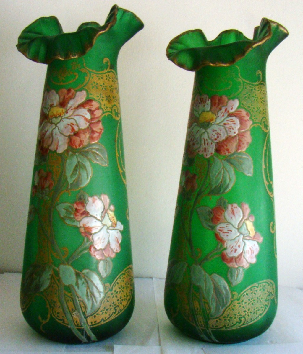 Superb Pair Of Art Nouveau Vases, Decorated In The Montjoie And Legras Style-photo-6