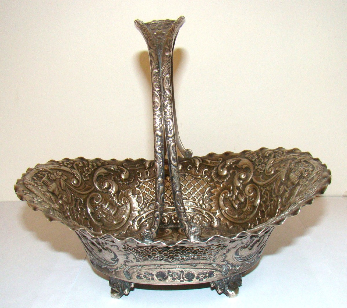  Panier en argent massif, à décor ajouré, style Louis XV-photo-2