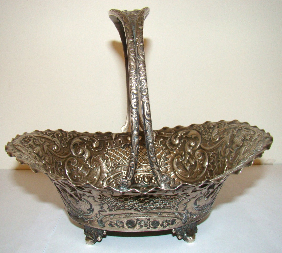  Panier en argent massif, à décor ajouré, style Louis XV-photo-3