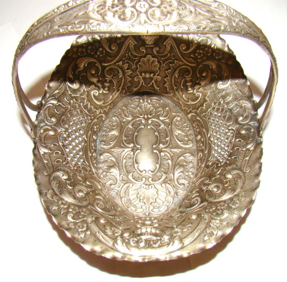  Panier en argent massif, à décor ajouré, style Louis XV-photo-3