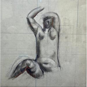 Robert Poughéon Study Of  A Nude  Drawing