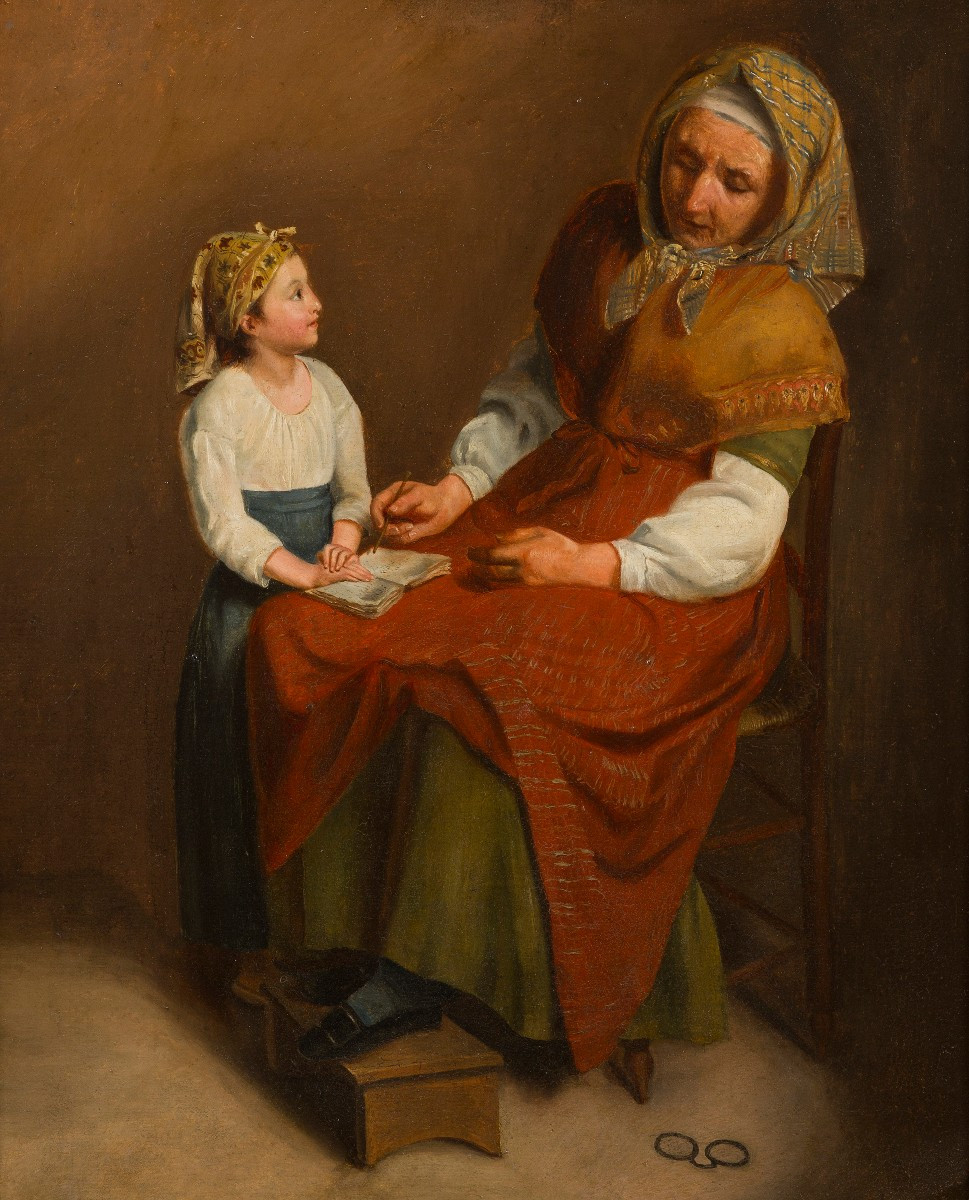 Study For “the Good Old Woman” (salon Of 1836), Jean-augustin Franquelin (paris, 1798-1839)-photo-2