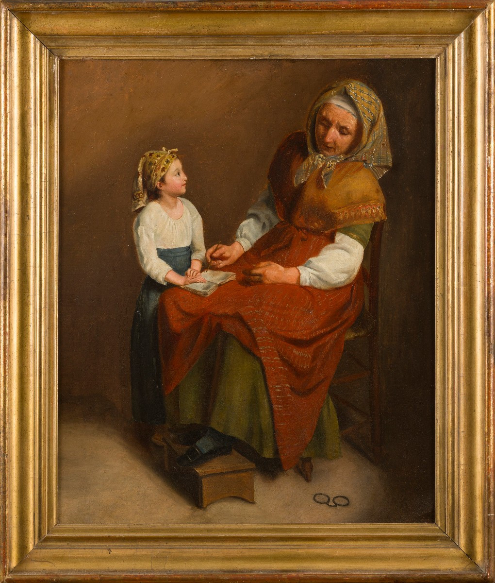Study For “the Good Old Woman” (salon Of 1836), Jean-augustin Franquelin (paris, 1798-1839)