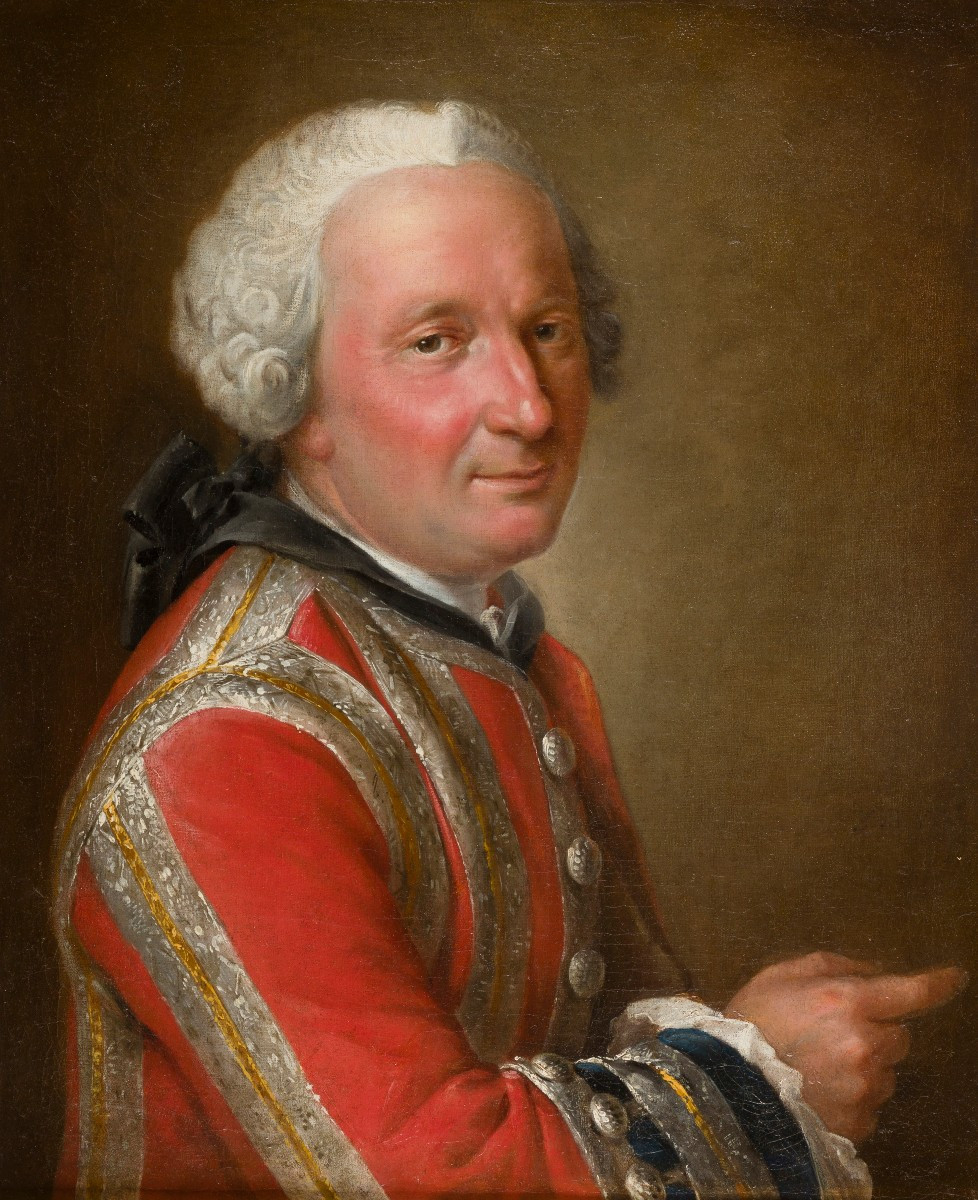 Portrait Of A Gentleman In A Red Suit With Silver Braid, French School Of The Louis XV Period