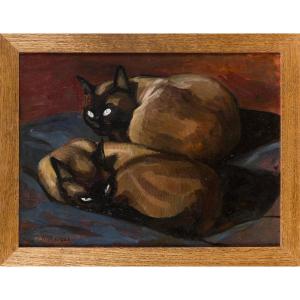 André Margat (Paris 1903 - 1997) - "Les chats siamois"