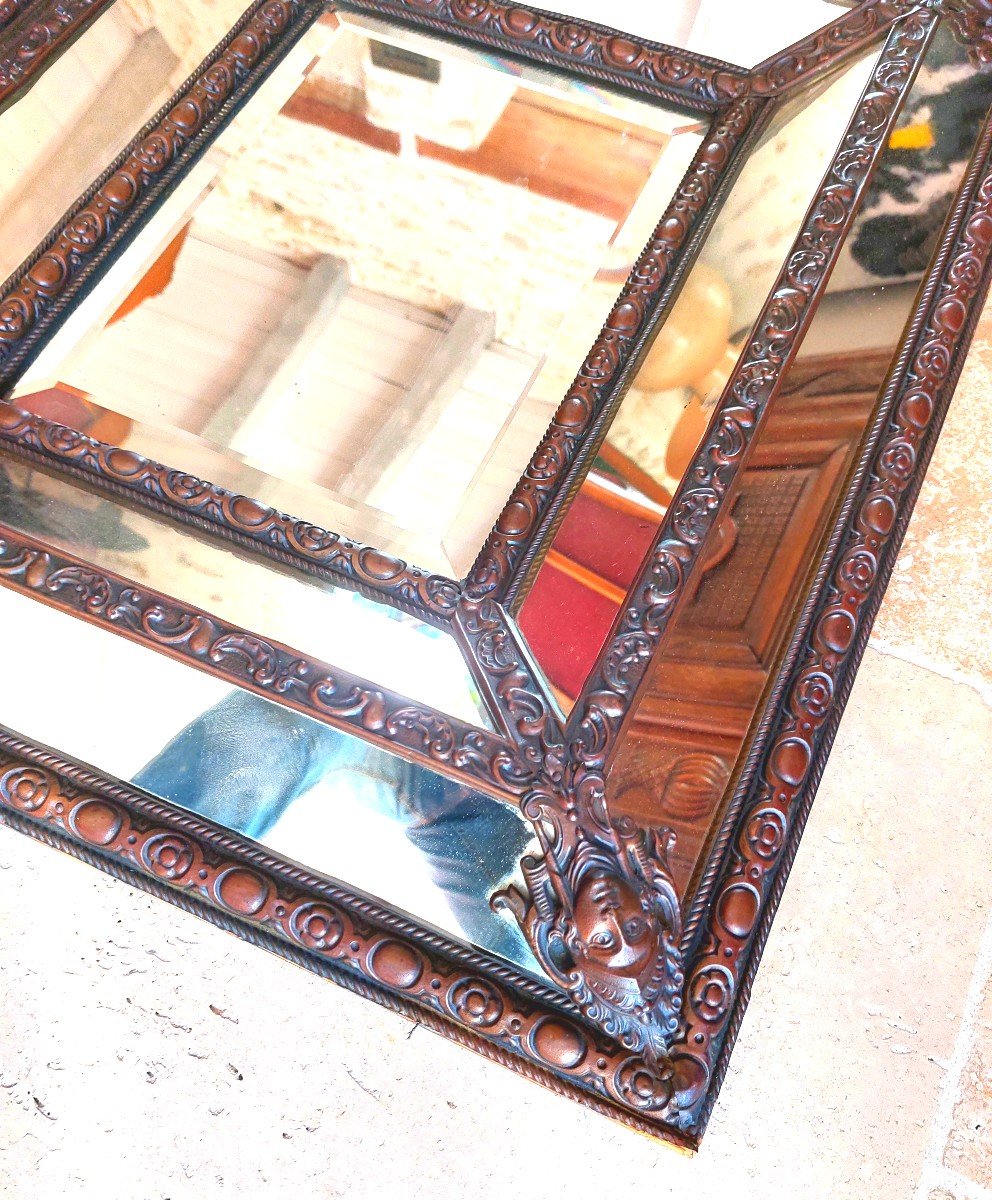 Napoleon III Repoussé Brass Mirror-photo-2