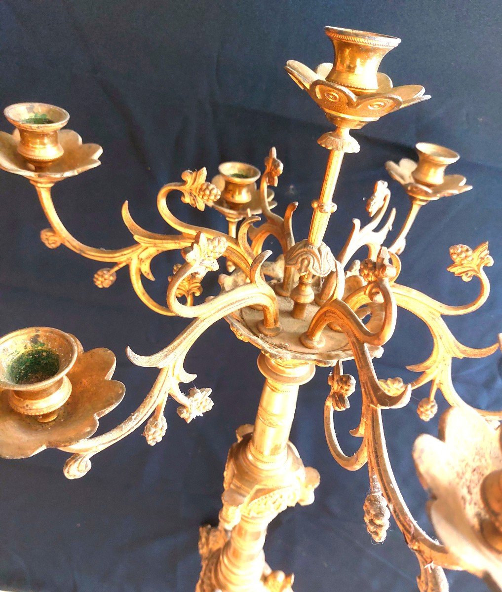 2 Gilded Bronze Candelabras.-photo-3